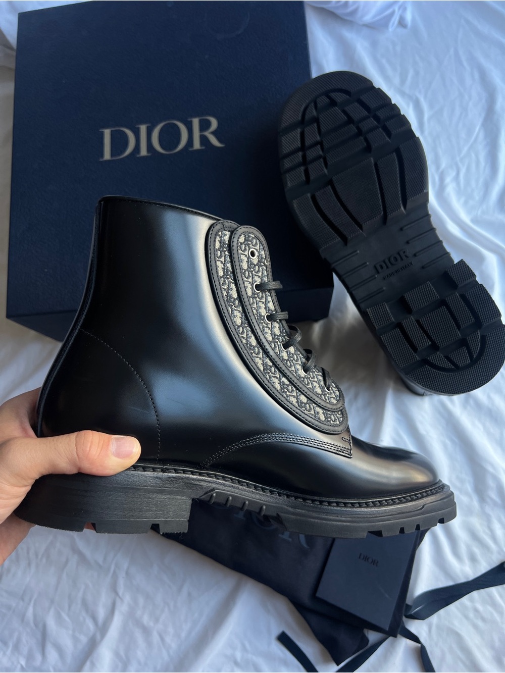 BNIB Authentic Christian Dior homme Explorer Combat Boots Leather Oblique 44 11 - Picture 10 of 14